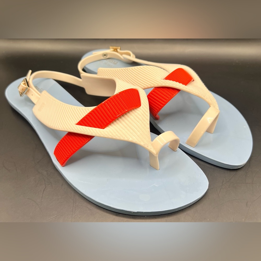 Melissa Cream and Red Sandals Modern Design-Collab with Jason Wu, Size:10
